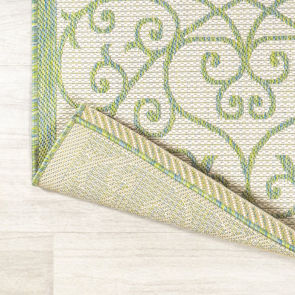 Madrid Vintage Filigree Textured Weave Indoor/Outdoor Runner Rug. Picture 3