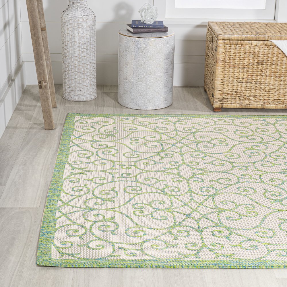 Madrid Vintage Filigree Textured Weave Indoor/Outdoor Area Rug. Picture 3