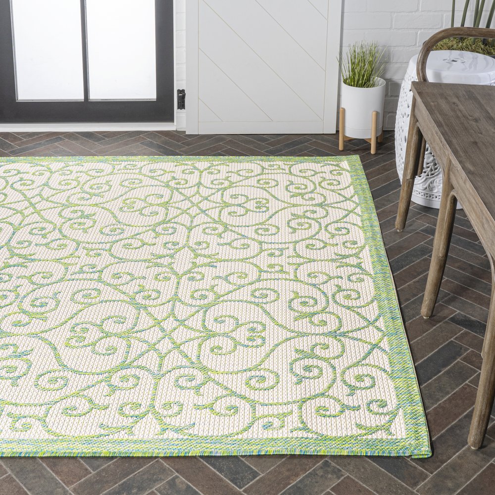 Madrid Vintage Filigree Textured Weave Indoor/Outdoor Area Rug. Picture 7