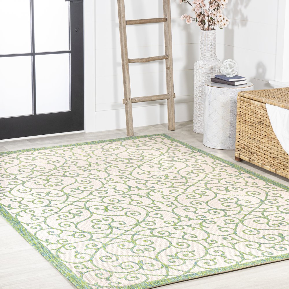 Madrid Vintage Filigree Textured Weave Indoor/Outdoor Area Rug. Picture 5