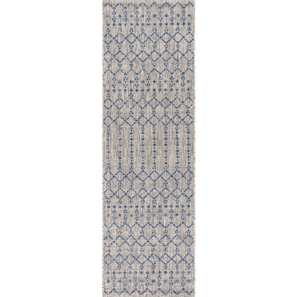 Ourika Moroccan Geometric Textured Weave Indoor/Outdoor Runner Rug. Picture 1