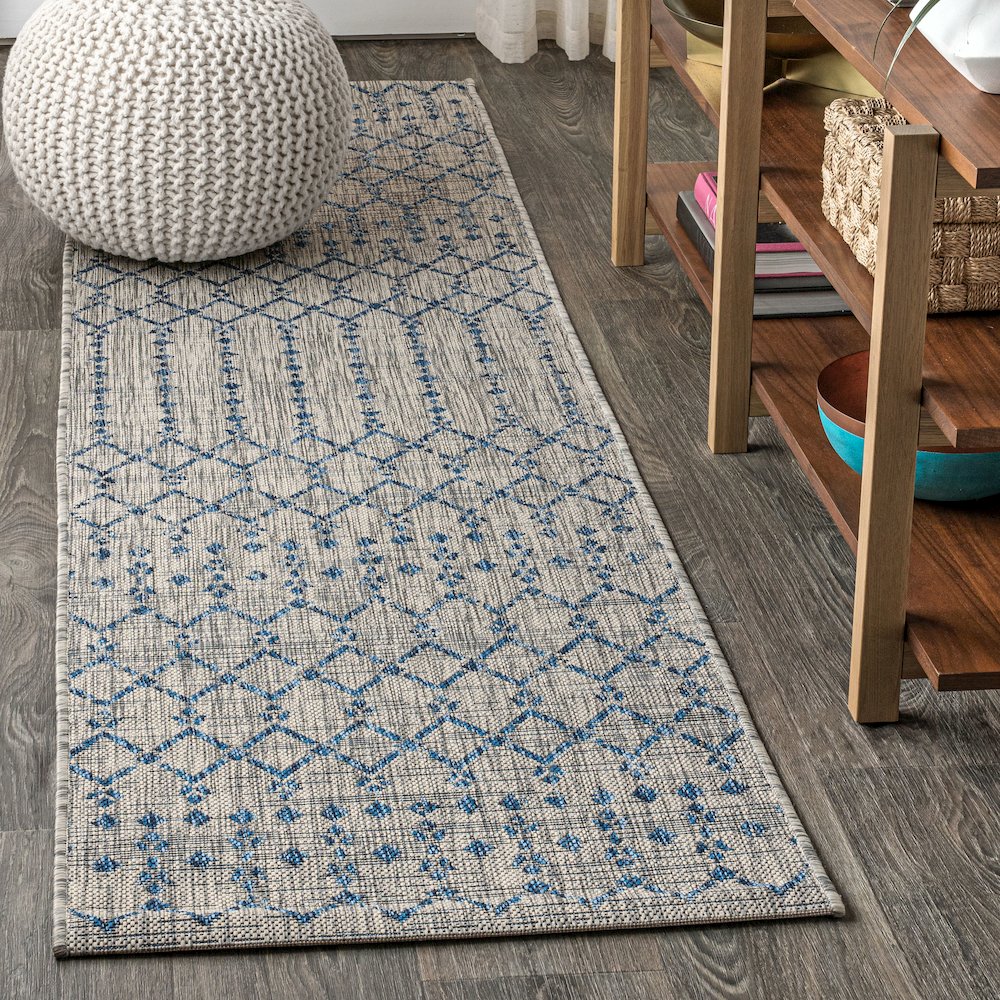 Ourika Moroccan Geometric Textured Weave Indoor/Outdoor Runner Rug. Picture 2