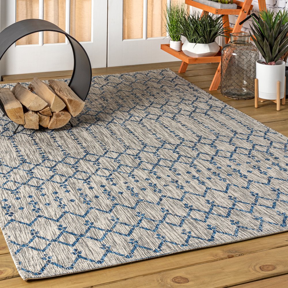 Ourika Moroccan Geometric Textured Weave Indoor/Outdoor Area Rug. Picture 2