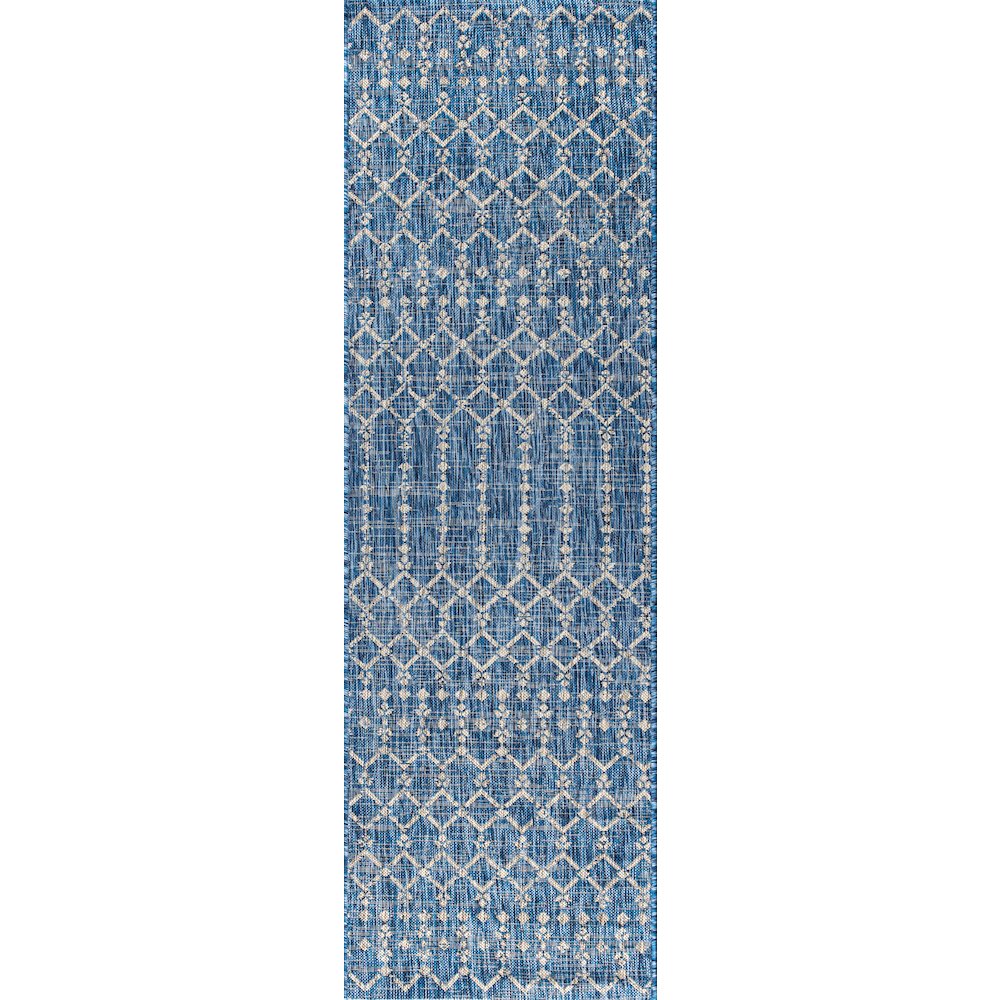 Ourika Moroccan Geometric Textured Weave Indoor/Outdoor Runner Rug. Picture 1