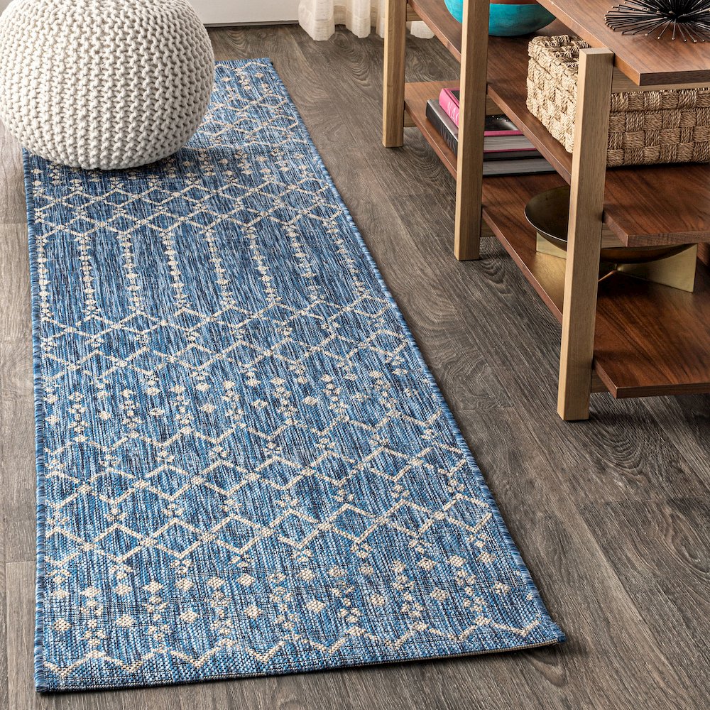 Ourika Moroccan Geometric Textured Weave Indoor/Outdoor Runner Rug. Picture 2