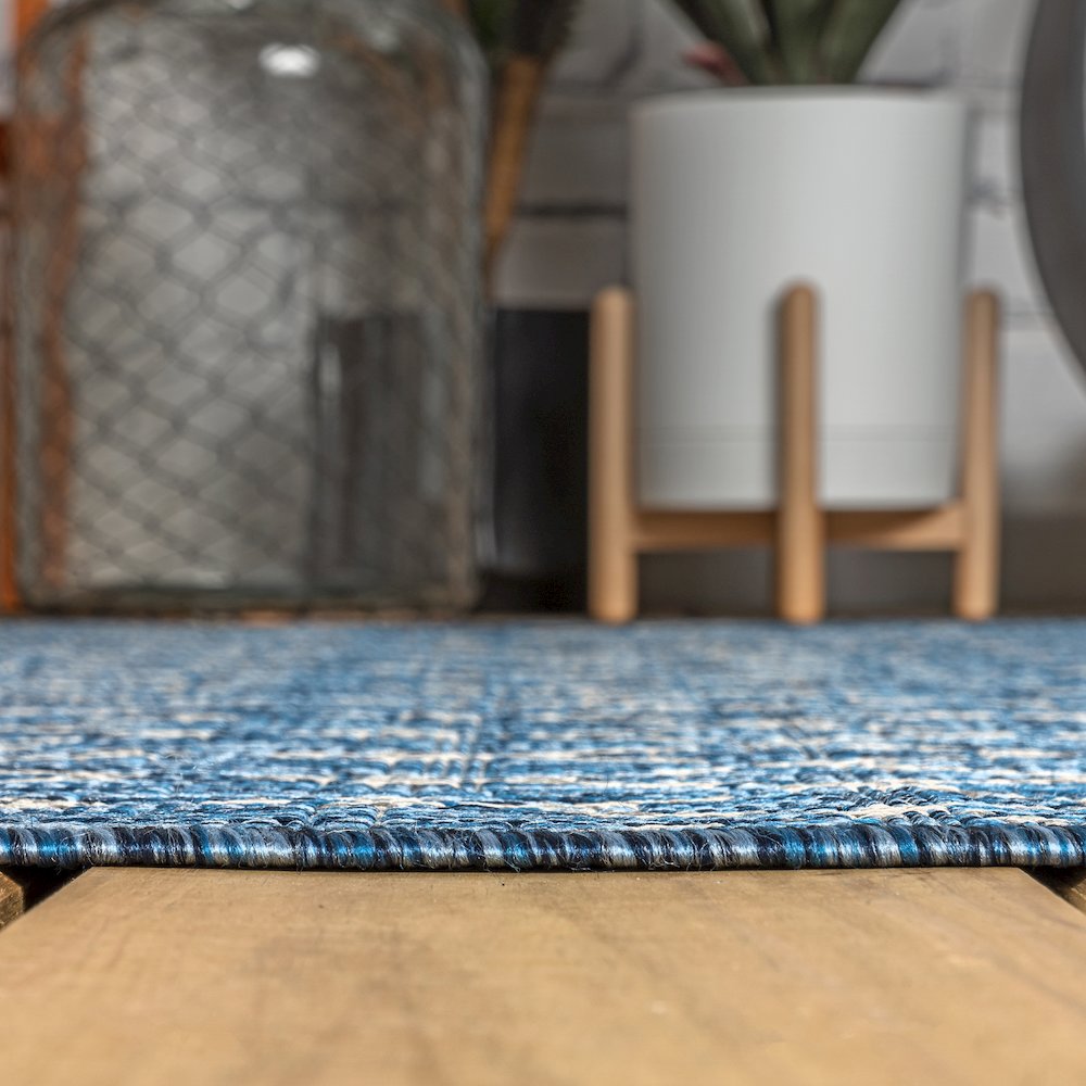 Ourika Moroccan Geometric Textured Weave Indoor/Outdoor Runner Rug. Picture 9