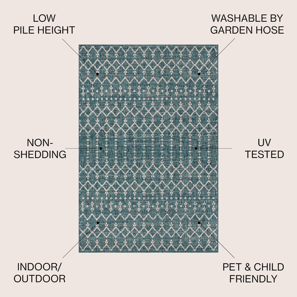 Ourika Moroccan Geometric TetuWeaveIndoor/Outdoor  Rug. Picture 3