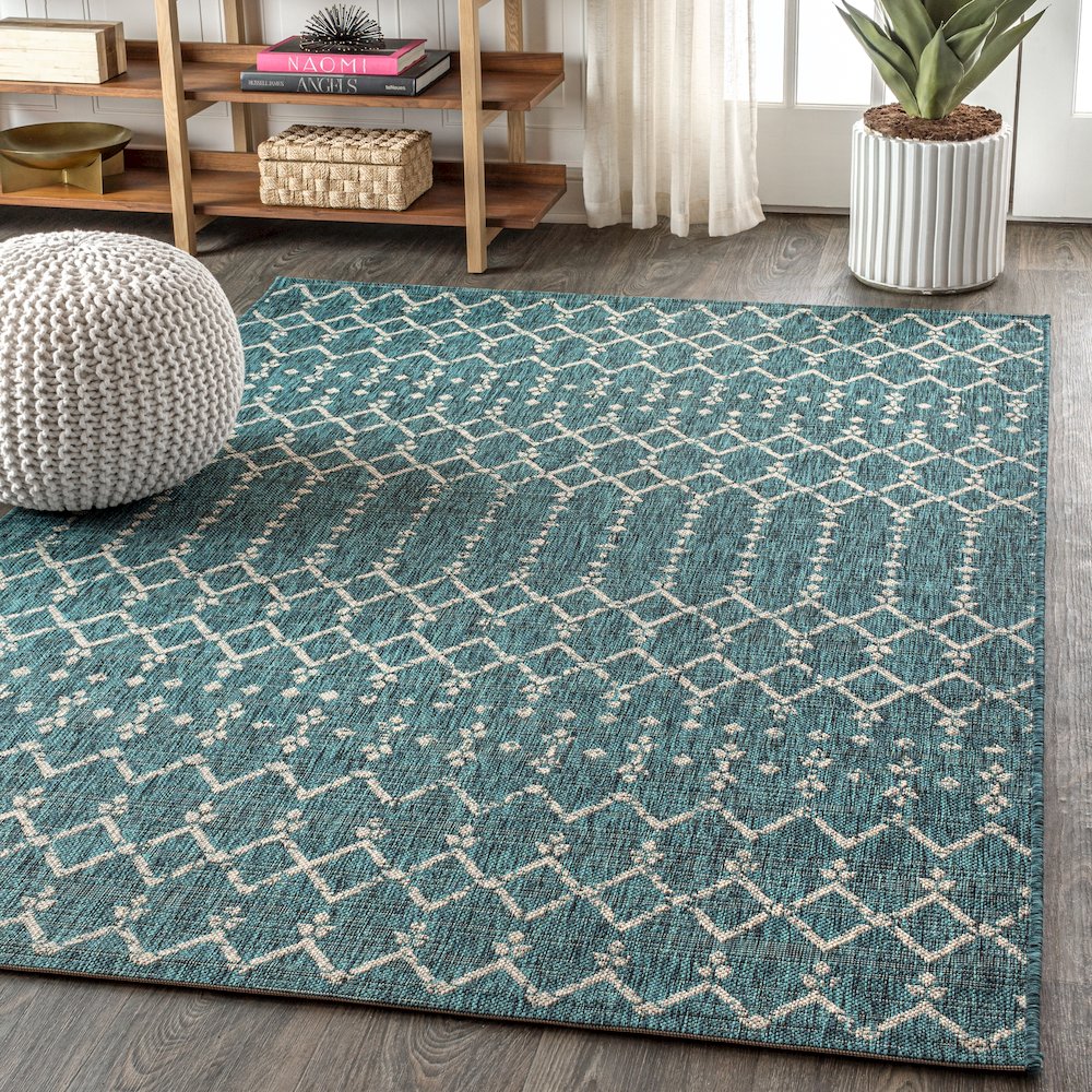 Ourika Moroccan Geometric Textured Weave Indoor/Outdoor Area Rug. Picture 3