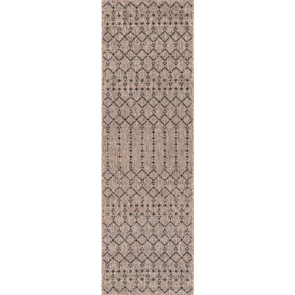 Ourika Moroccan Geometric Textured Weave Indoor/Outdoor Runner Rug. Picture 1