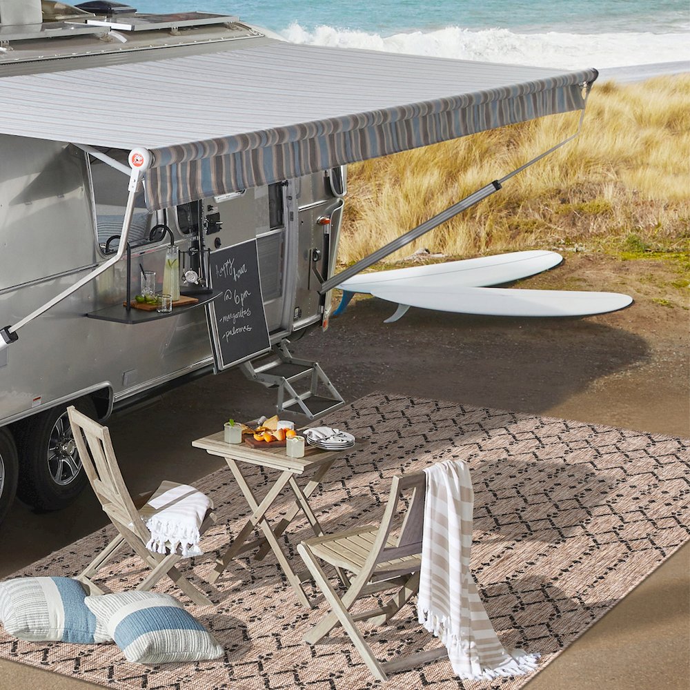 Ourika Moroccan Geometric Textured Weave Indoor/Outdoor Runner Rug. Picture 7