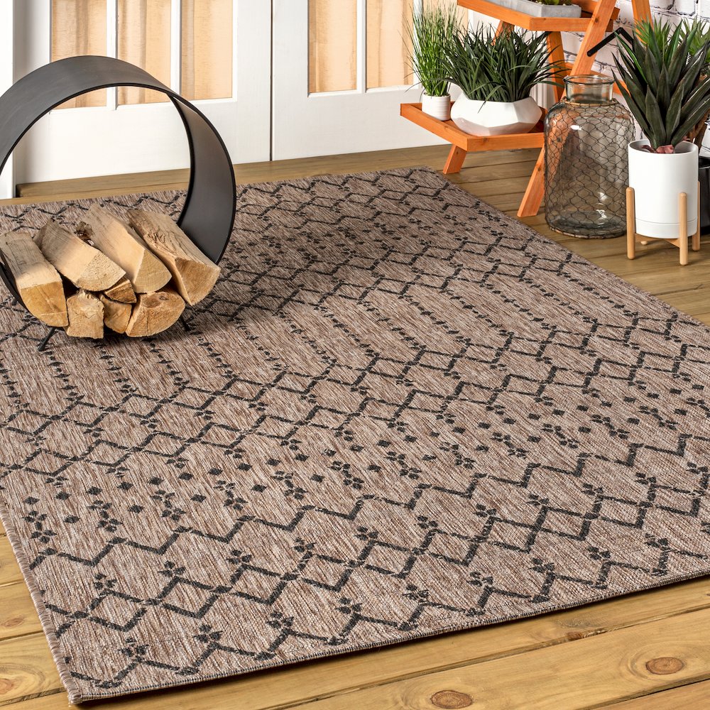 Ourika Moroccan Geometric Textured Weave Indoor/Outdoor Area Rug. Picture 2