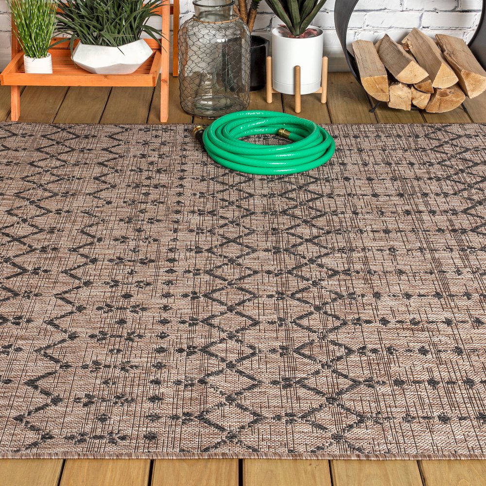 Ourika Moroccan Geometric Textured Weave Indoor/Outdoor Area Rug. Picture 4