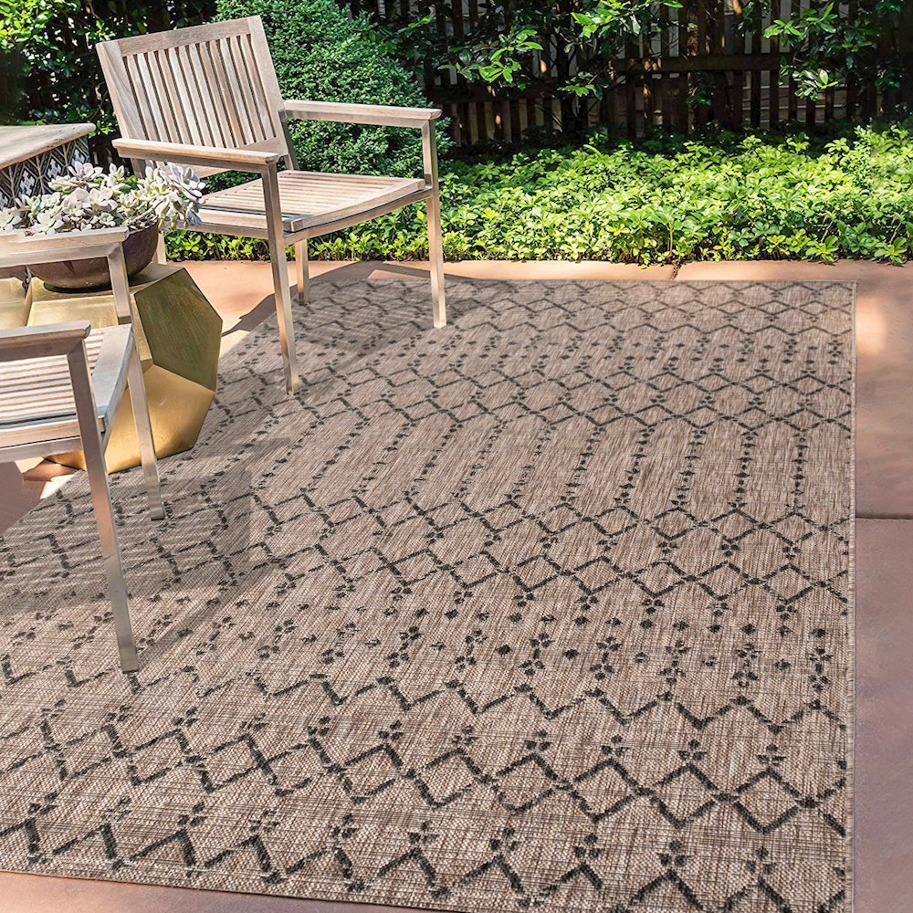Ourika Moroccan Geometric Textured Weave Indoor/Outdoor Area Rug. Picture 5