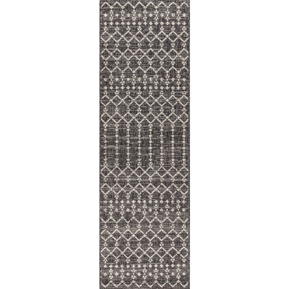 Ourika Moroccan Geometric Textured Weave Indoor/Outdoor Runner Rug. Picture 1