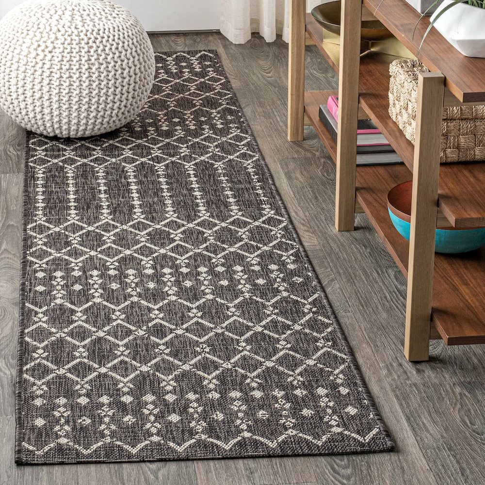 Ourika Moroccan Geometric Textured Weave Indoor/Outdoor Runner Rug. Picture 2