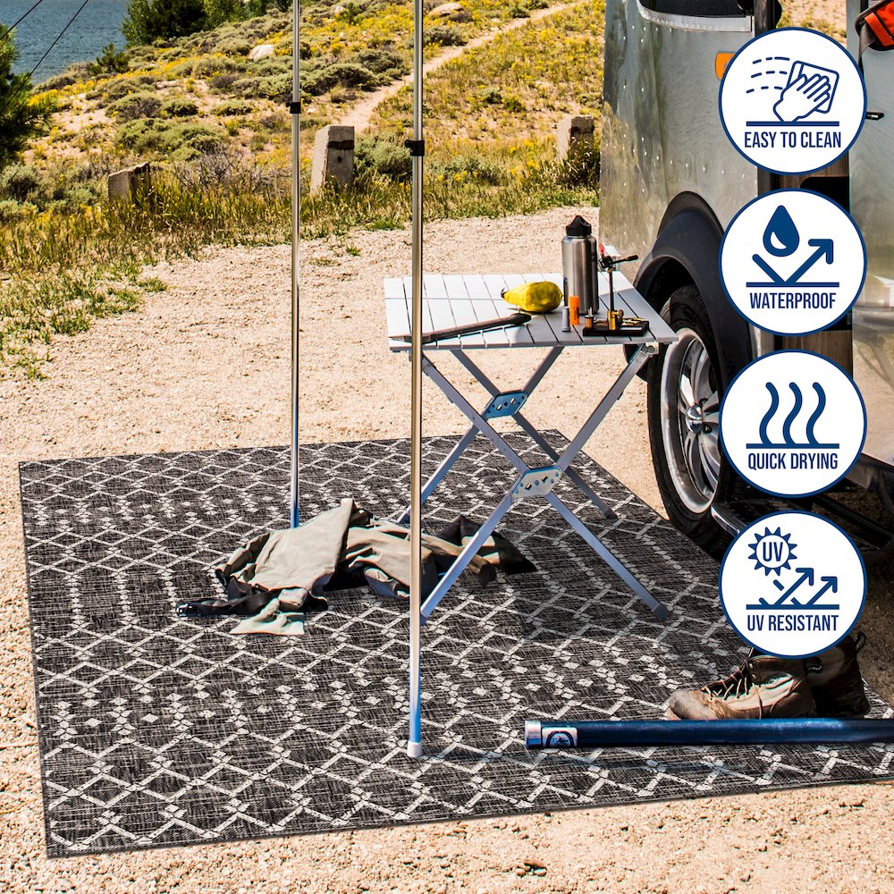 Ourika Moroccan Geometric Textured Weave Indoor/Outdoor Runner Rug. Picture 8