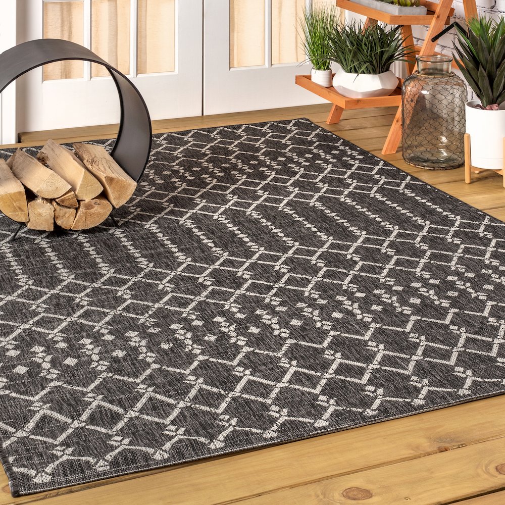 Ourika Moroccan Geometric Textured Weave Indoor/Outdoor Area Rug. Picture 2