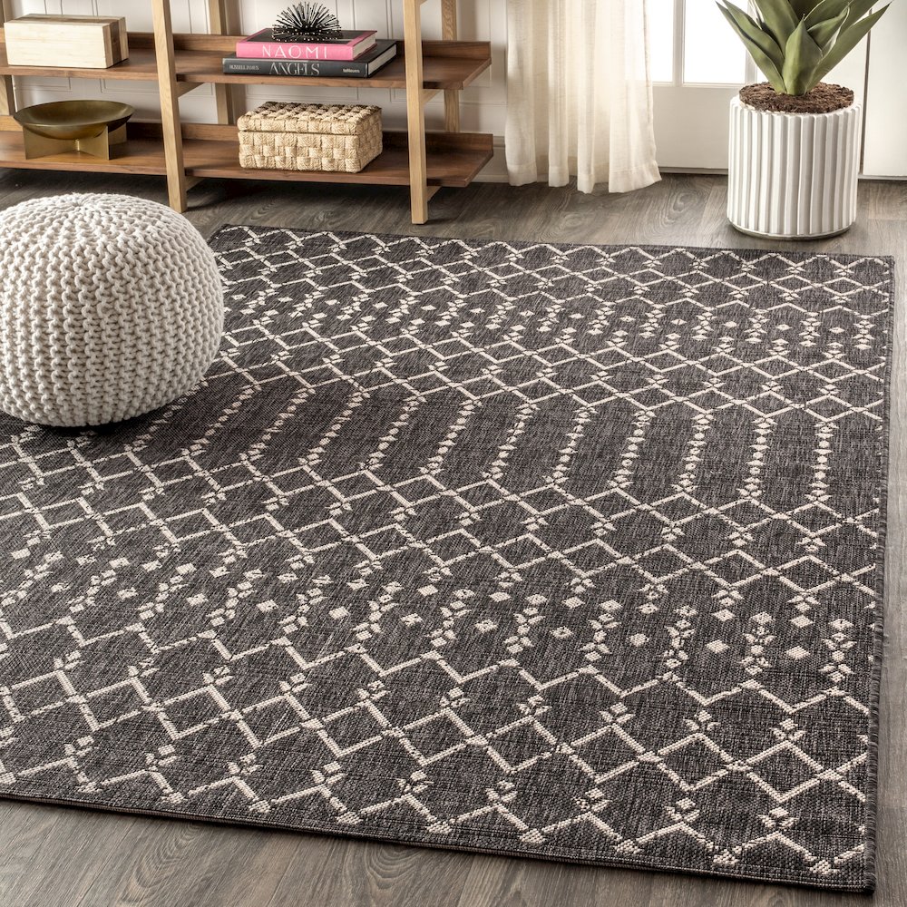 Ourika Moroccan Geometric Textured Weave Indoor/Outdoor Area Rug. Picture 3