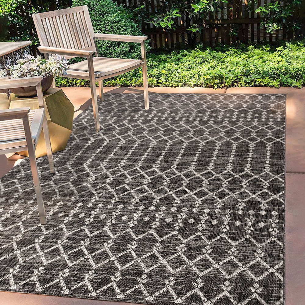 Ourika Moroccan Geometric Textured Weave Indoor/Outdoor Area Rug. Picture 5