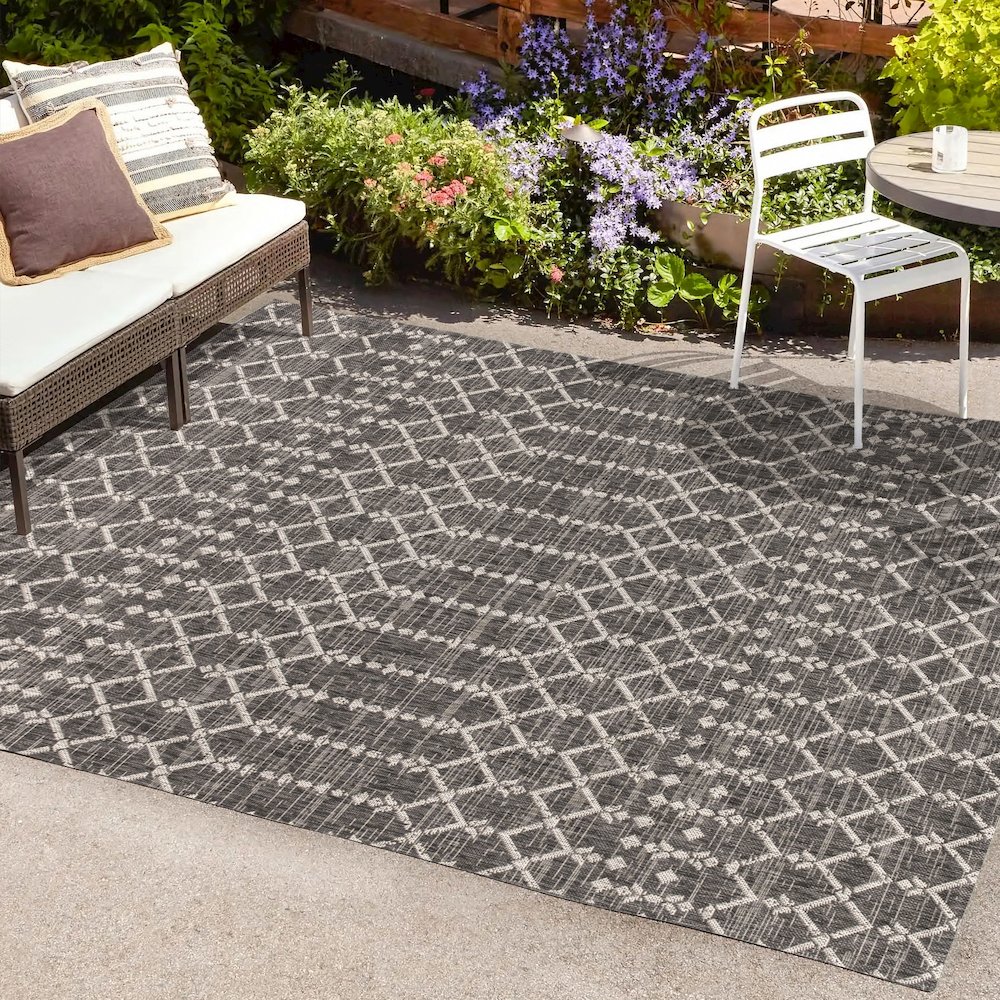 Ourika Moroccan Geometric Textured Weave Indoor/Outdoor Area Rug. Picture 6