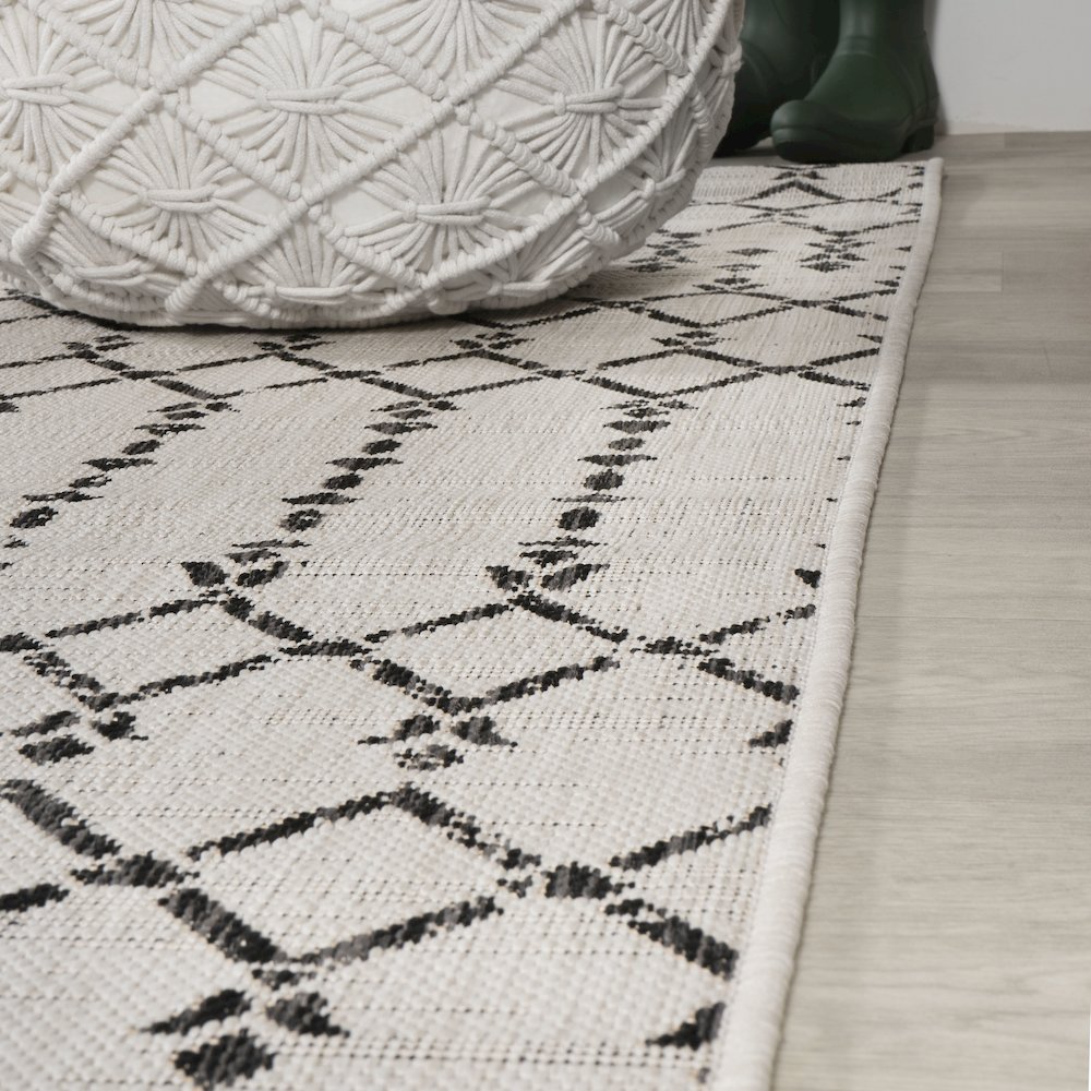 Ourika Moroccan Geometric Textured Weave Indoor/Outdoor Runner Rug. Picture 5