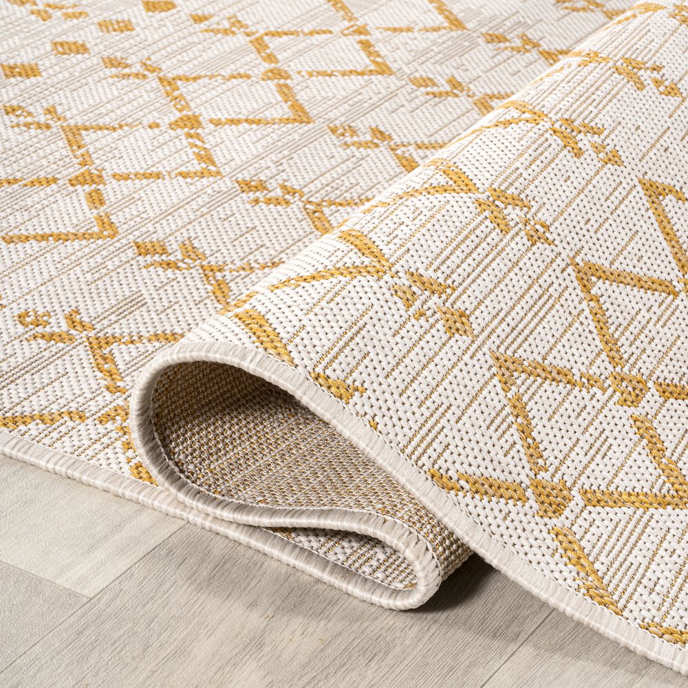 Ourika Moroccan Geometric Textured Weave Indoor/Outdoor Runner Rug. Picture 6