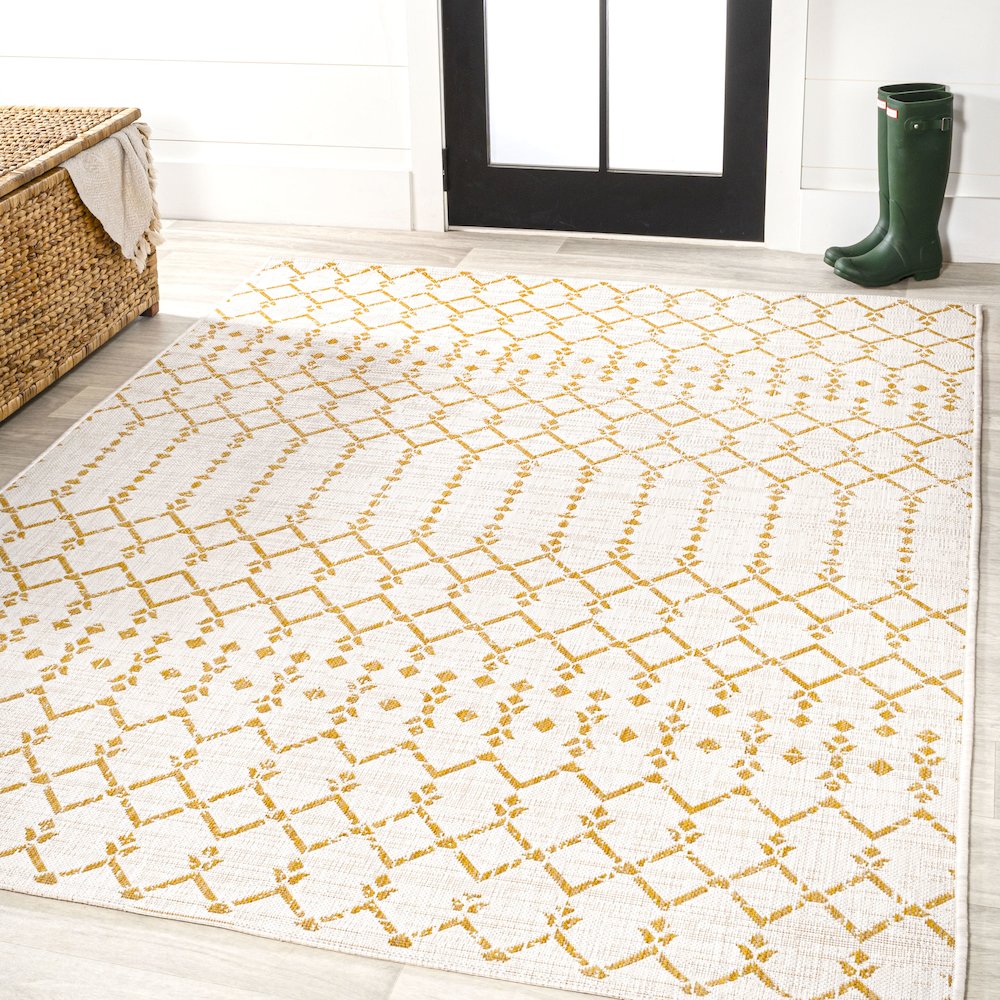 Ourika Moroccan Geometric Textured Weave Indoor/Outdoor Area Rug. Picture 2