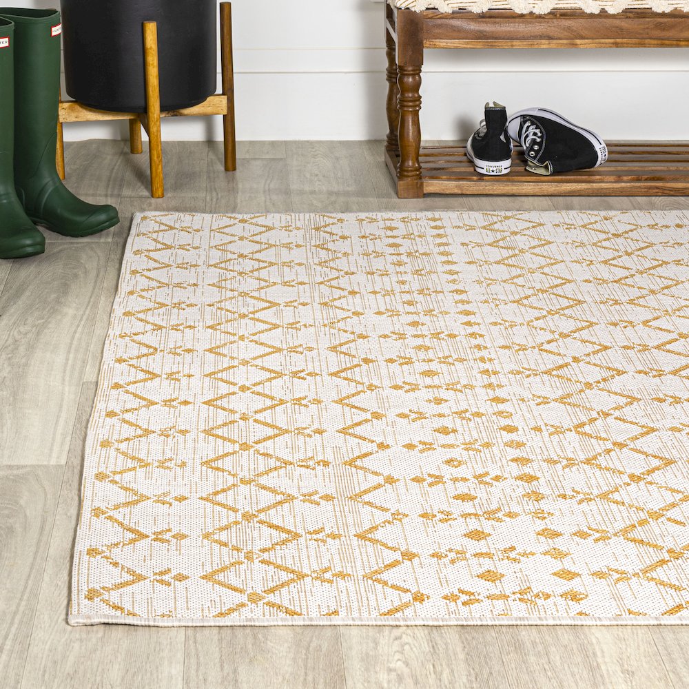 Ourika Moroccan Geometric Textured Weave Indoor/Outdoor Area Rug. Picture 3
