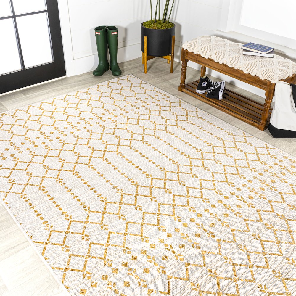 Ourika Moroccan Geometric Textured Weave Indoor/Outdoor Area Rug. Picture 4