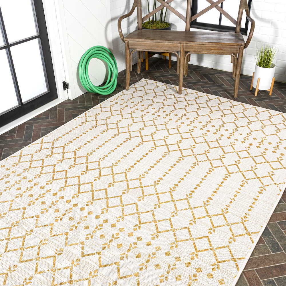 Ourika Moroccan Geometric Textured Weave Indoor/Outdoor Area Rug. Picture 8