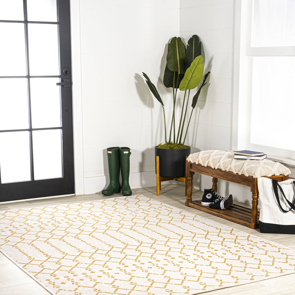Ourika Moroccan Geometric Textured Weave Indoor/Outdoor Area Rug. Picture 5