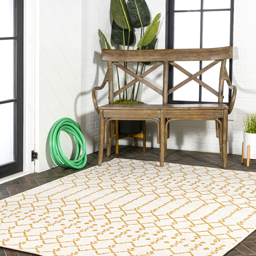 Ourika Moroccan Geometric Textured Weave Indoor/Outdoor Area Rug. Picture 9