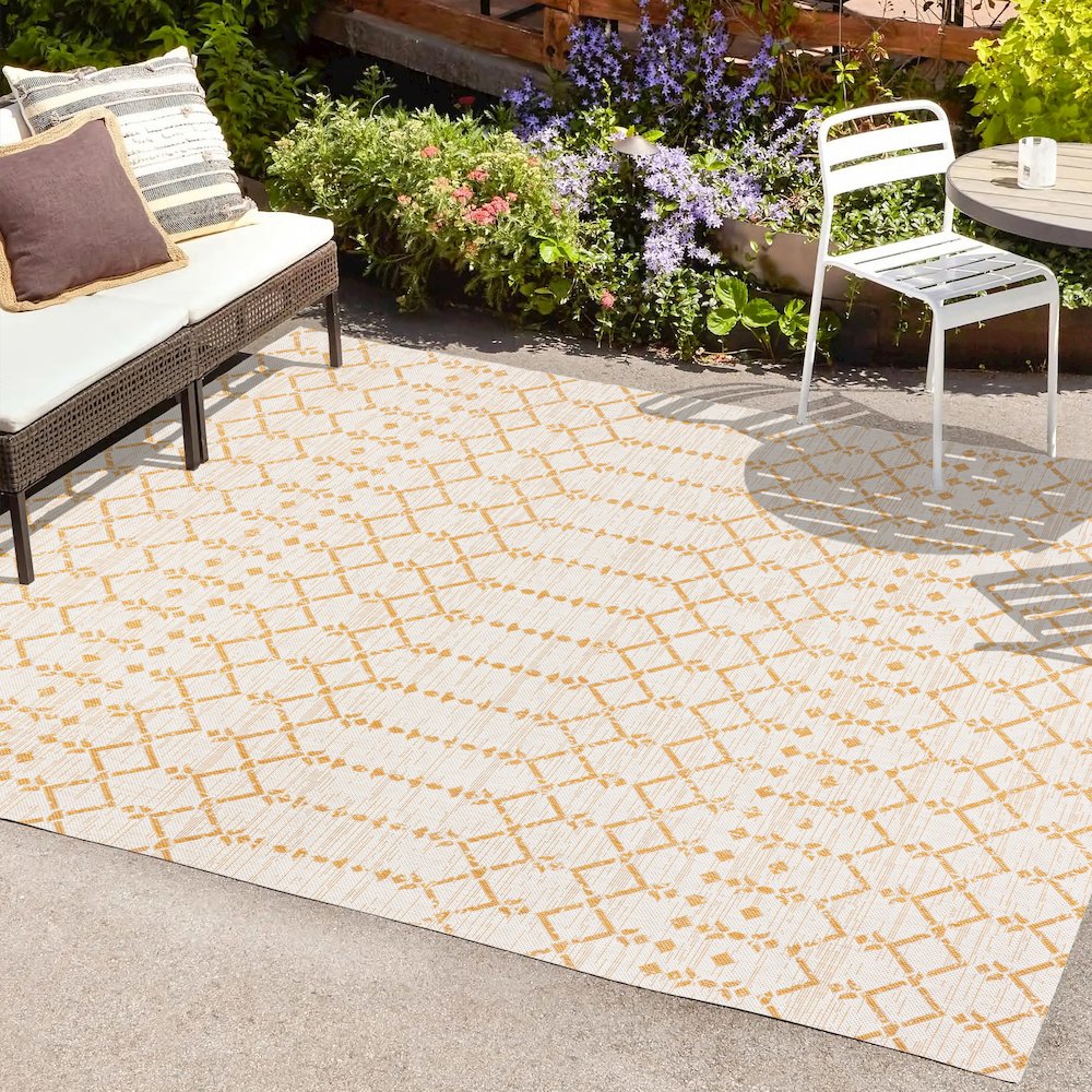 Ourika Moroccan Geometric Textured Weave Indoor/Outdoor Area Rug. Picture 6