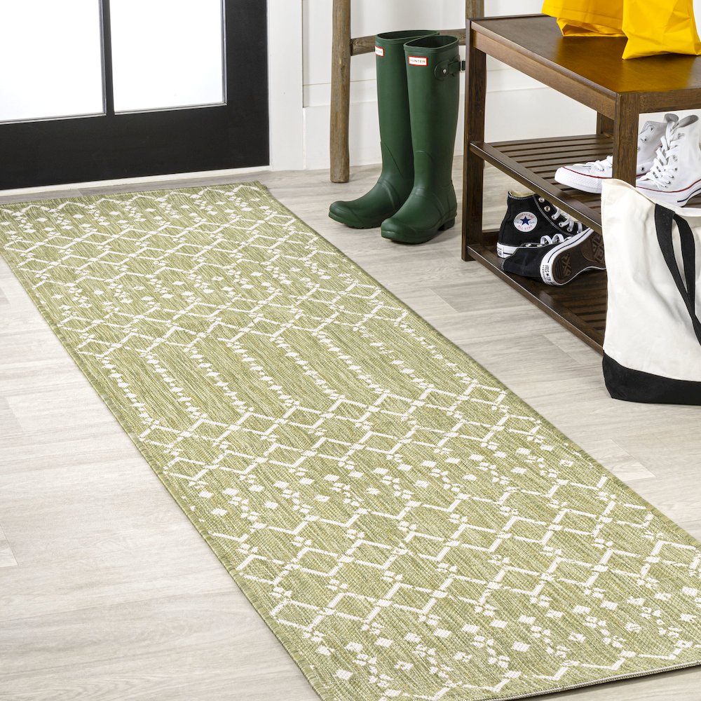 Ourika Moroccan Geometric Textured Weave Indoor/Outdoor Runner Rug. Picture 2