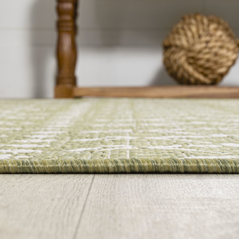 Ourika Moroccan Geometric Textured Weave Indoor/Outdoor Runner Rug. Picture 9