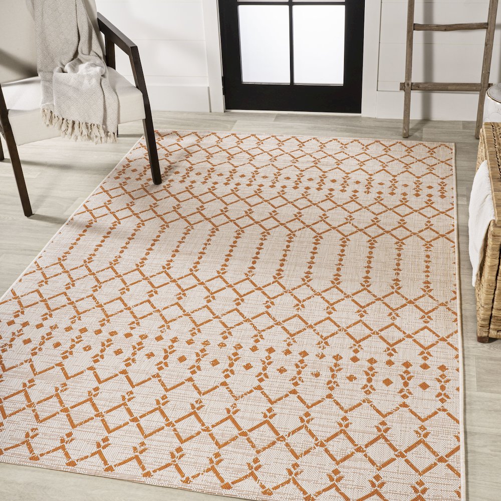 Ourika Moroccan Geometric Textured Weave Indoor/Outdoor Area Rug. Picture 2