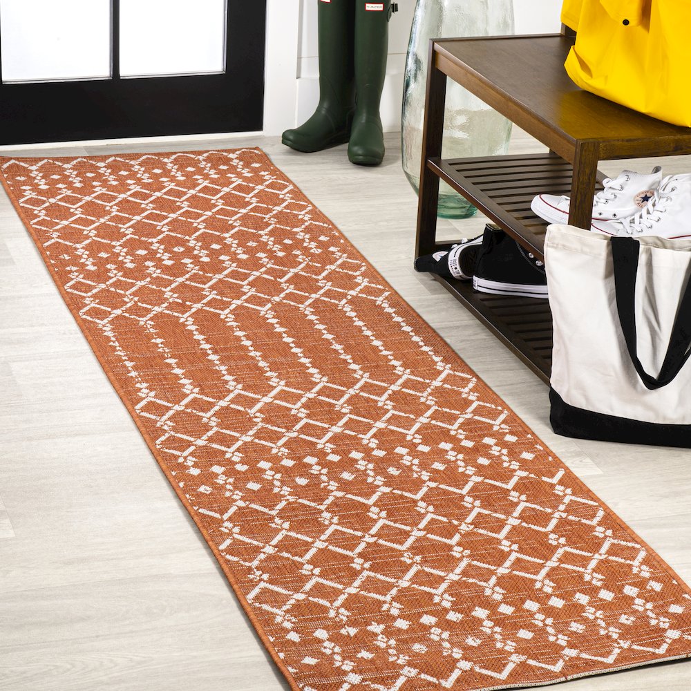 Ourika Moroccan Geometric Textured Weave Indoor/Outdoor Runner Rug. Picture 2