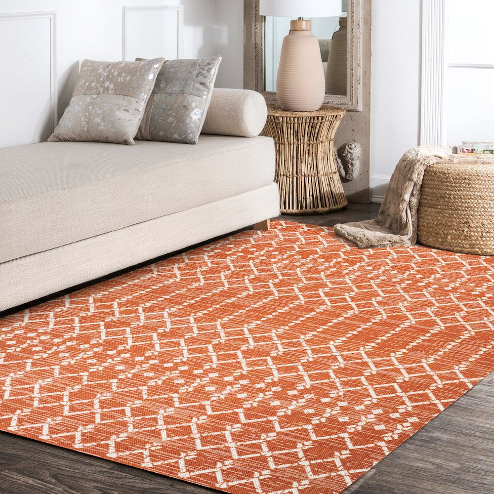 Ourika Moroccan Geometric Textured Weave Indoor/Outdoor Area Rug. Picture 13