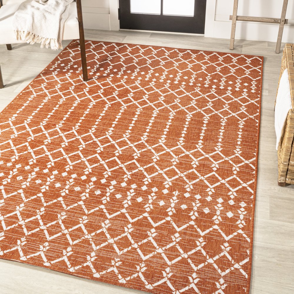 Ourika Moroccan Geometric Textured Weave Indoor/Outdoor Area Rug. Picture 2