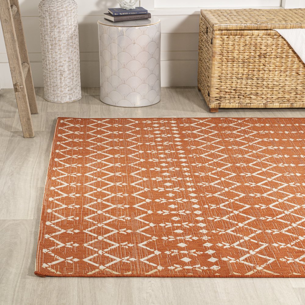 Ourika Moroccan Geometric Textured Weave Indoor/Outdoor Area Rug. Picture 3