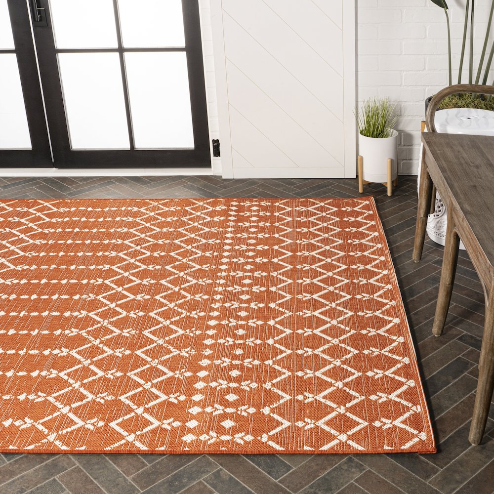 Ourika Moroccan Geometric Textured Weave Indoor/Outdoor Area Rug. Picture 7