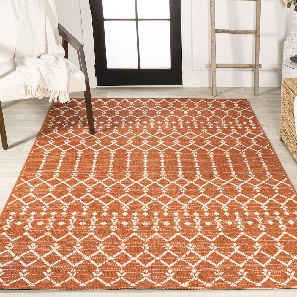 Ourika Moroccan Geometric Textured Weave Indoor/Outdoor Area Rug. Picture 4