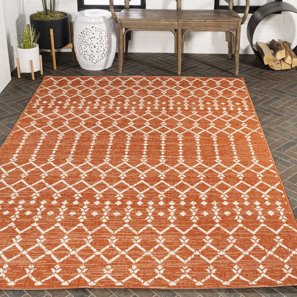 Ourika Moroccan Geometric Textured Weave Indoor/Outdoor Area Rug. Picture 8