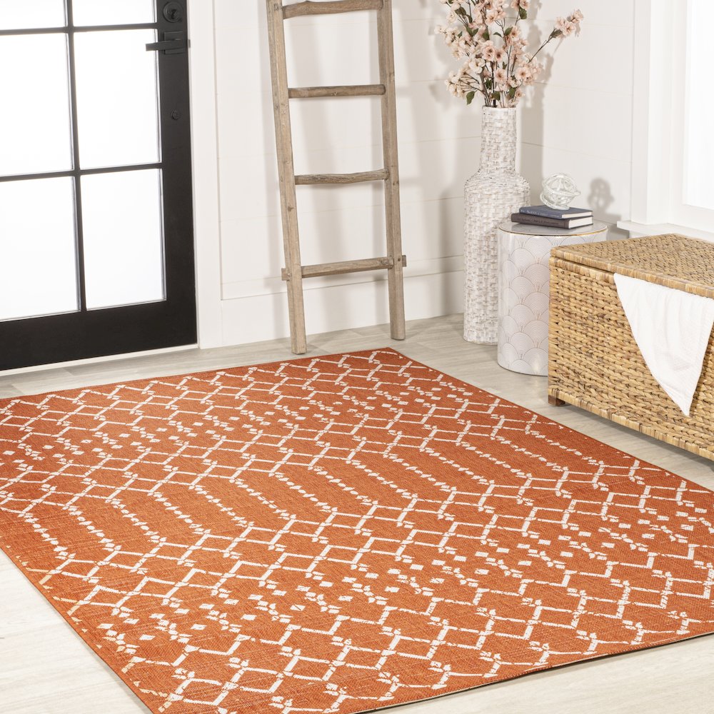Ourika Moroccan Geometric Textured Weave Indoor/Outdoor Area Rug. Picture 5