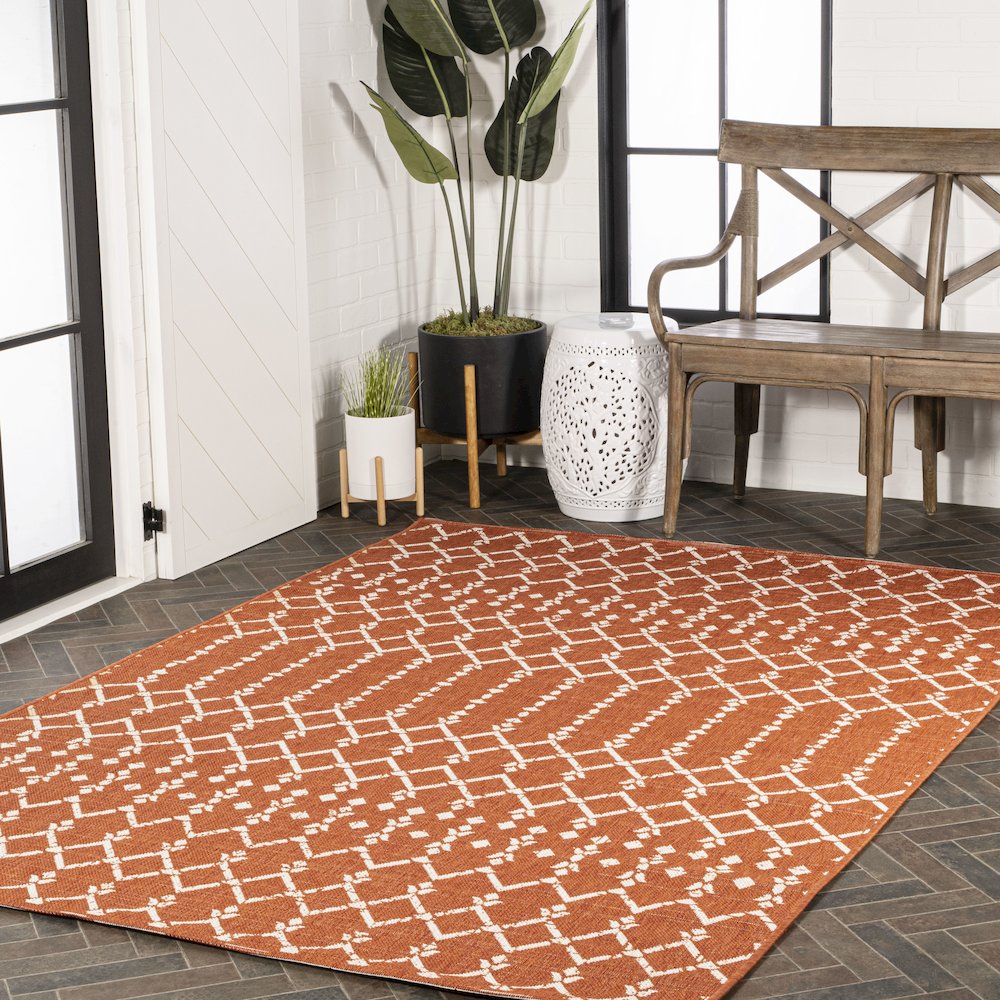 Ourika Moroccan Geometric Textured Weave Indoor/Outdoor Area Rug. Picture 9