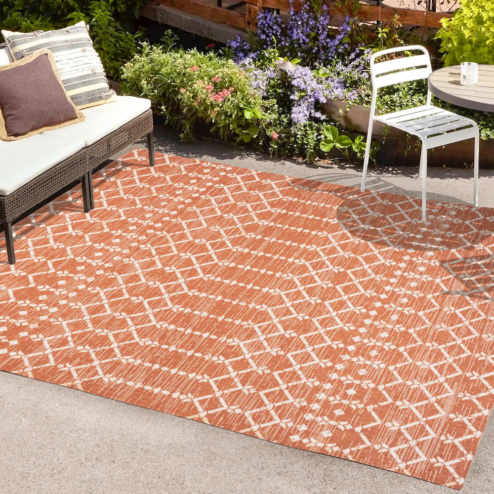 Ourika Moroccan Geometric Textured Weave Indoor/Outdoor Area Rug. Picture 6