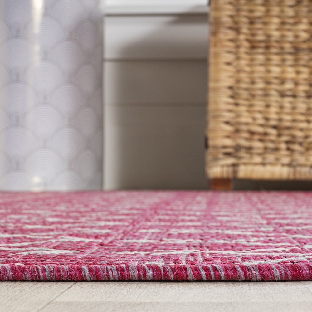 Ourika Moroccan Geometric Textured Weave Indoor/Outdoor Runner Rug. Picture 9