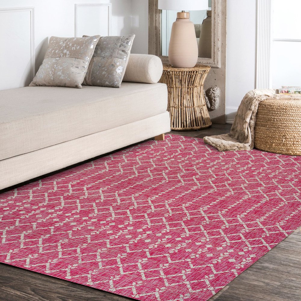 Ourika Moroccan Geometric Textured Weave Indoor/Outdoor Area Rug. Picture 14