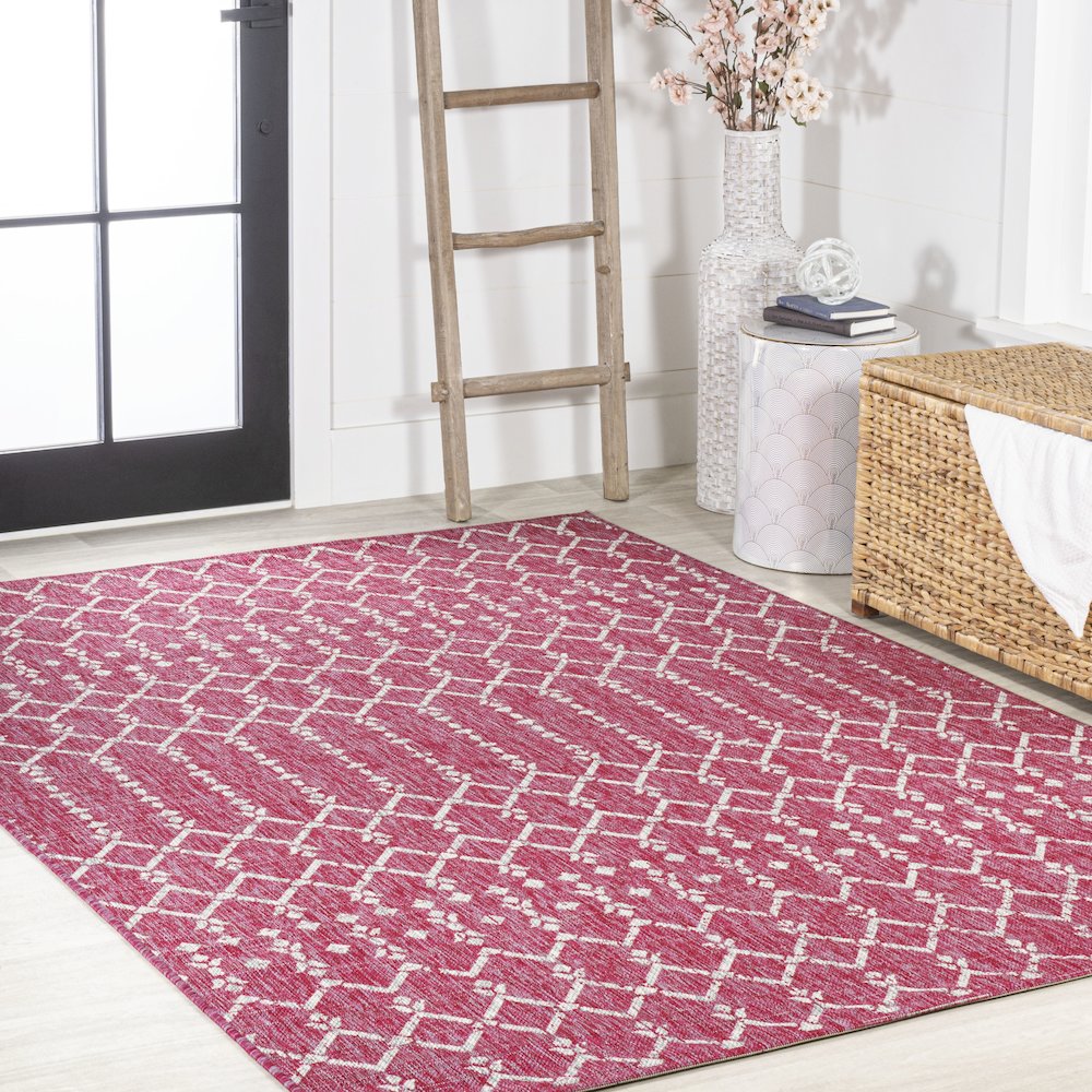 Ourika Moroccan Geometric Textured Weave Indoor/Outdoor Area Rug. Picture 5