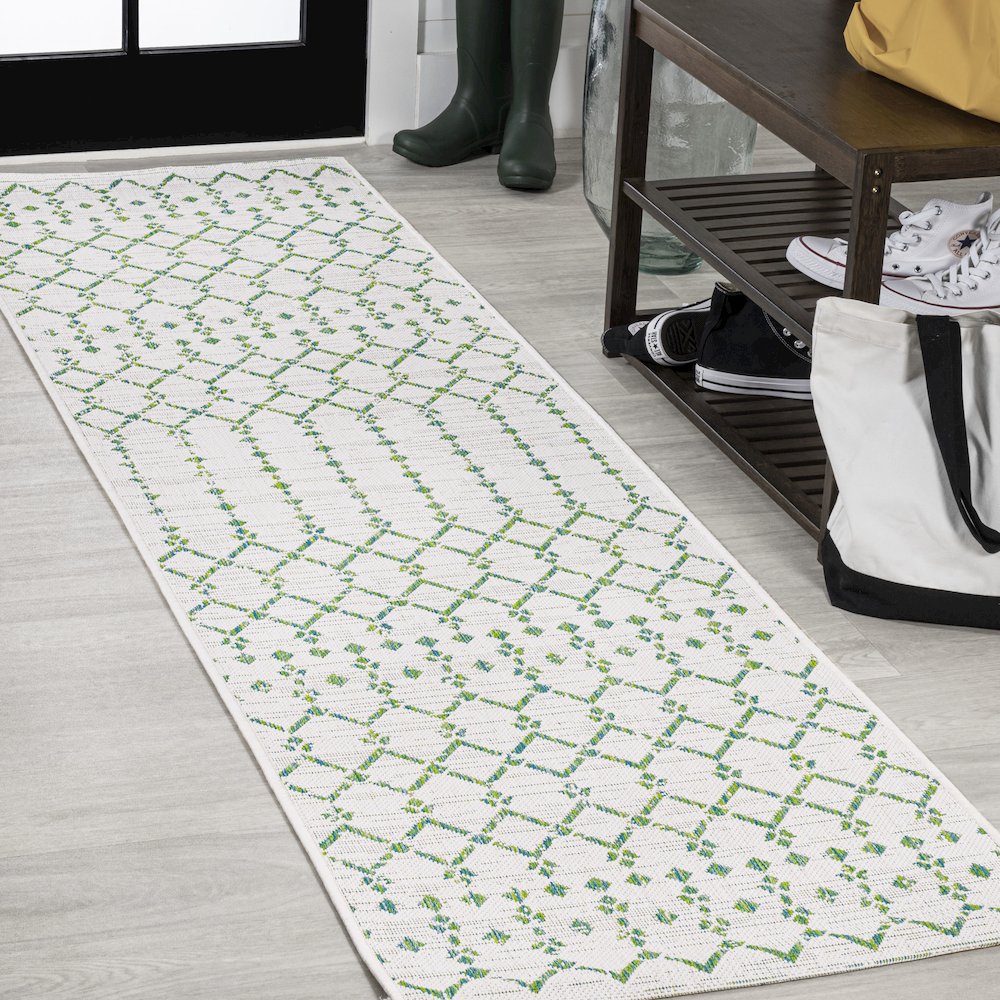 Ourika Moroccan Geometric Textured Weave Indoor/Outdoor Runner Rug. Picture 2